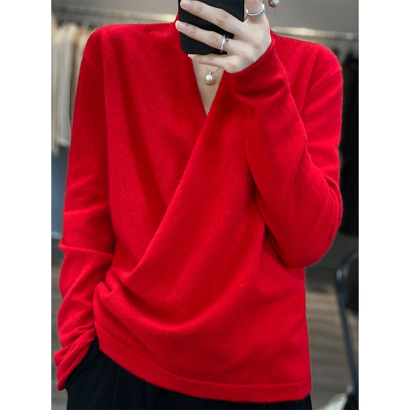 Pure Wool V-Neck Sweater for Women