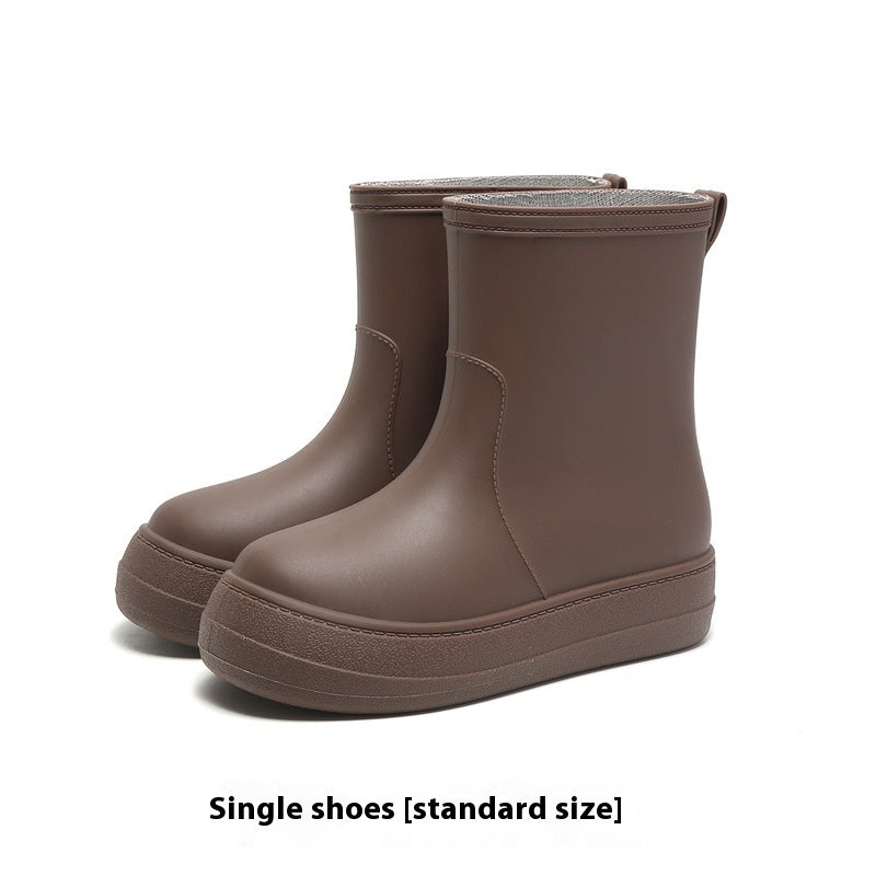 Women's Flat Mid-Calf Non-Slip Rubber Rain Boots