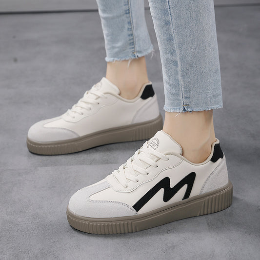 Women's Leather Platform Sports Flat Sneakers