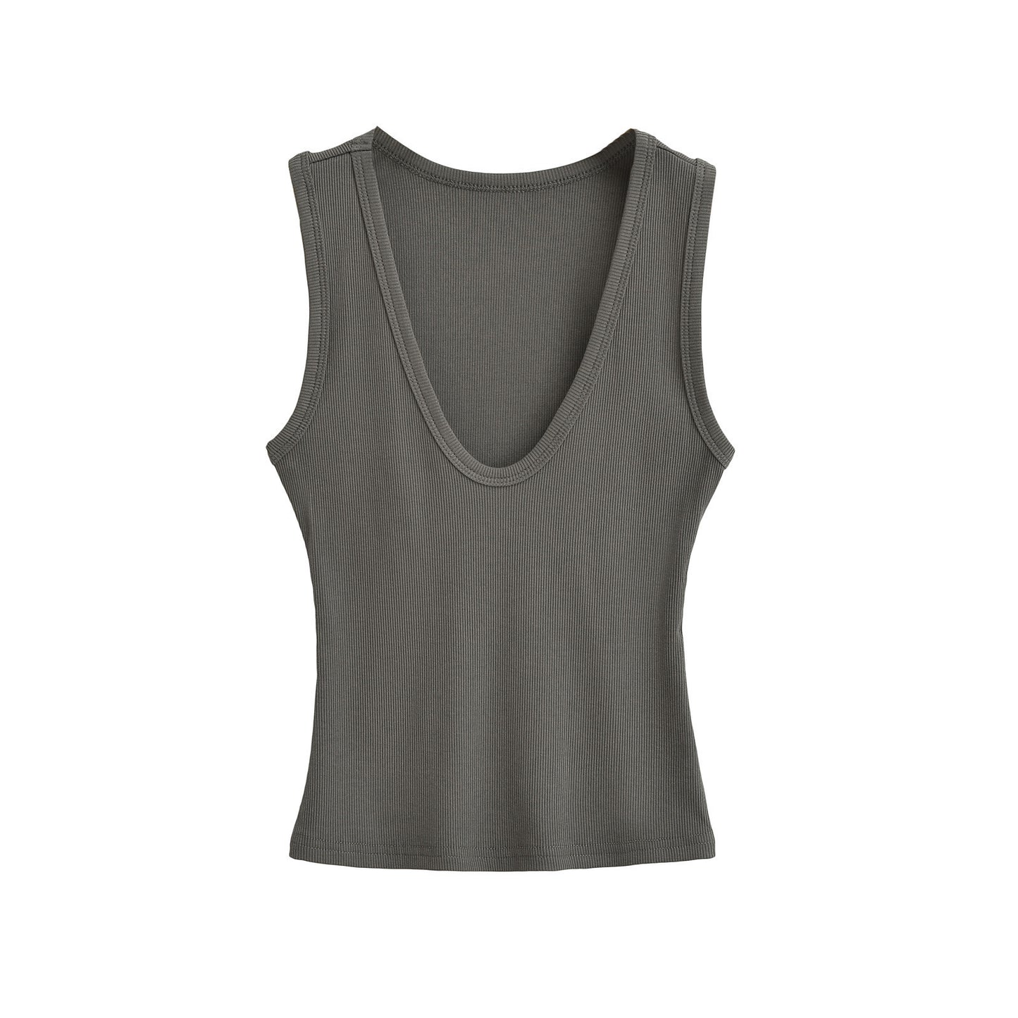 Women's Deep U-Neck Sleeveless Crop Top