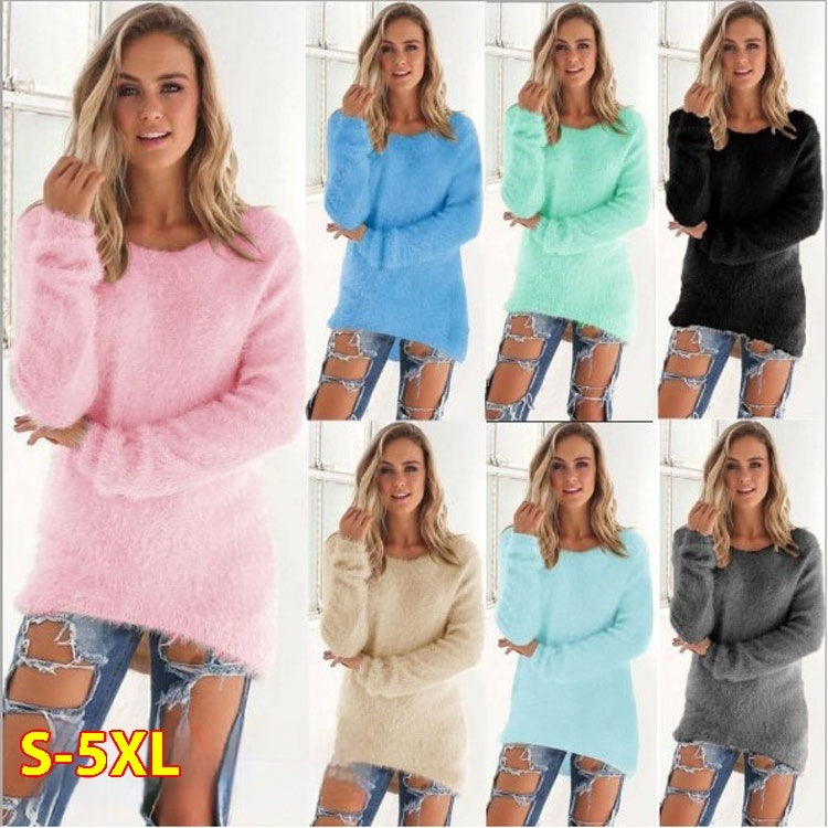 Autumn and Winter Fashion Solid Color Long Sleeve Sweater for Women