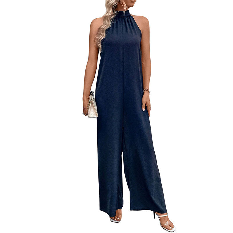 Fashion Halter Neck Straight Leg Jumpsuit