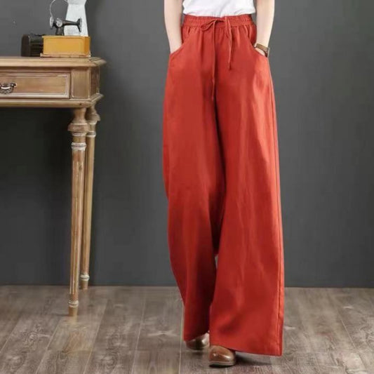 Linen Fabric Women's Casual Wide-Leg Yoga Pants