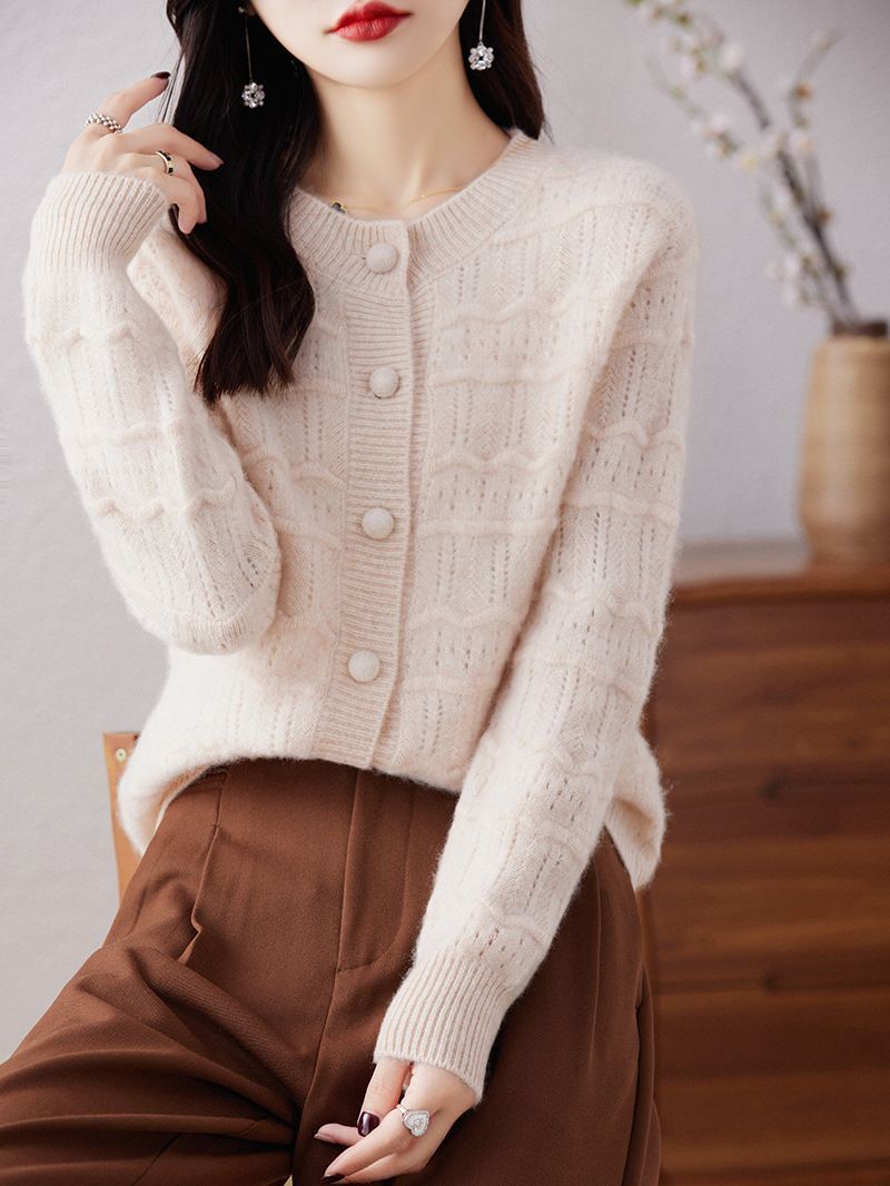 Women's New Round Neck Cardigan Sweater