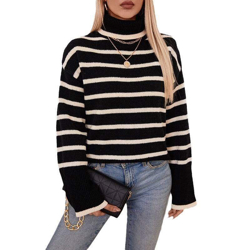 Women's Knitted Pullover Turtleneck Sweater for Autumn and Winter