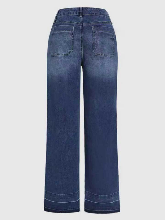 2025 New Women's Wide Leg Jeans, Autumn And Winter Outfits, Straight Leg Jeans, Mid Rise Jeans