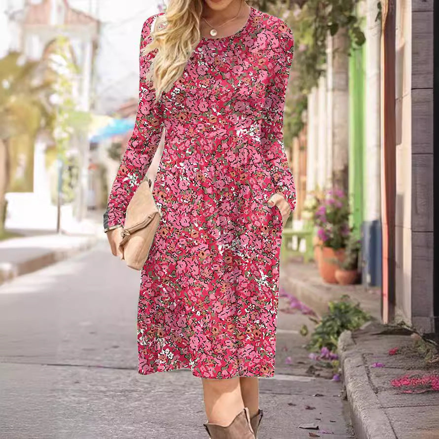 Versatile Mid-length Printed Dress