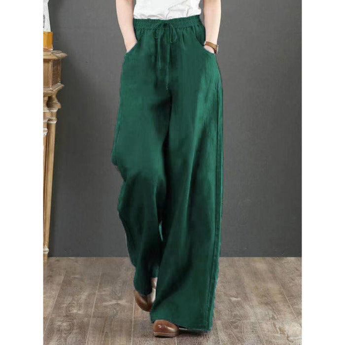 Linen Fabric Women's Casual Wide-Leg Yoga Pants