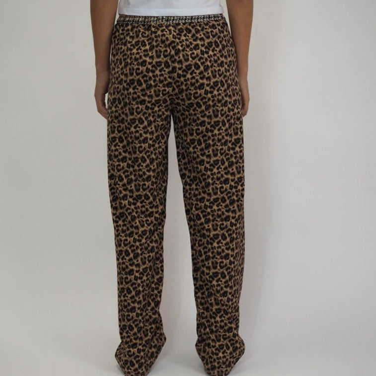 Leopard Print High-Waist Loose-Fit Elegant Casual Pants