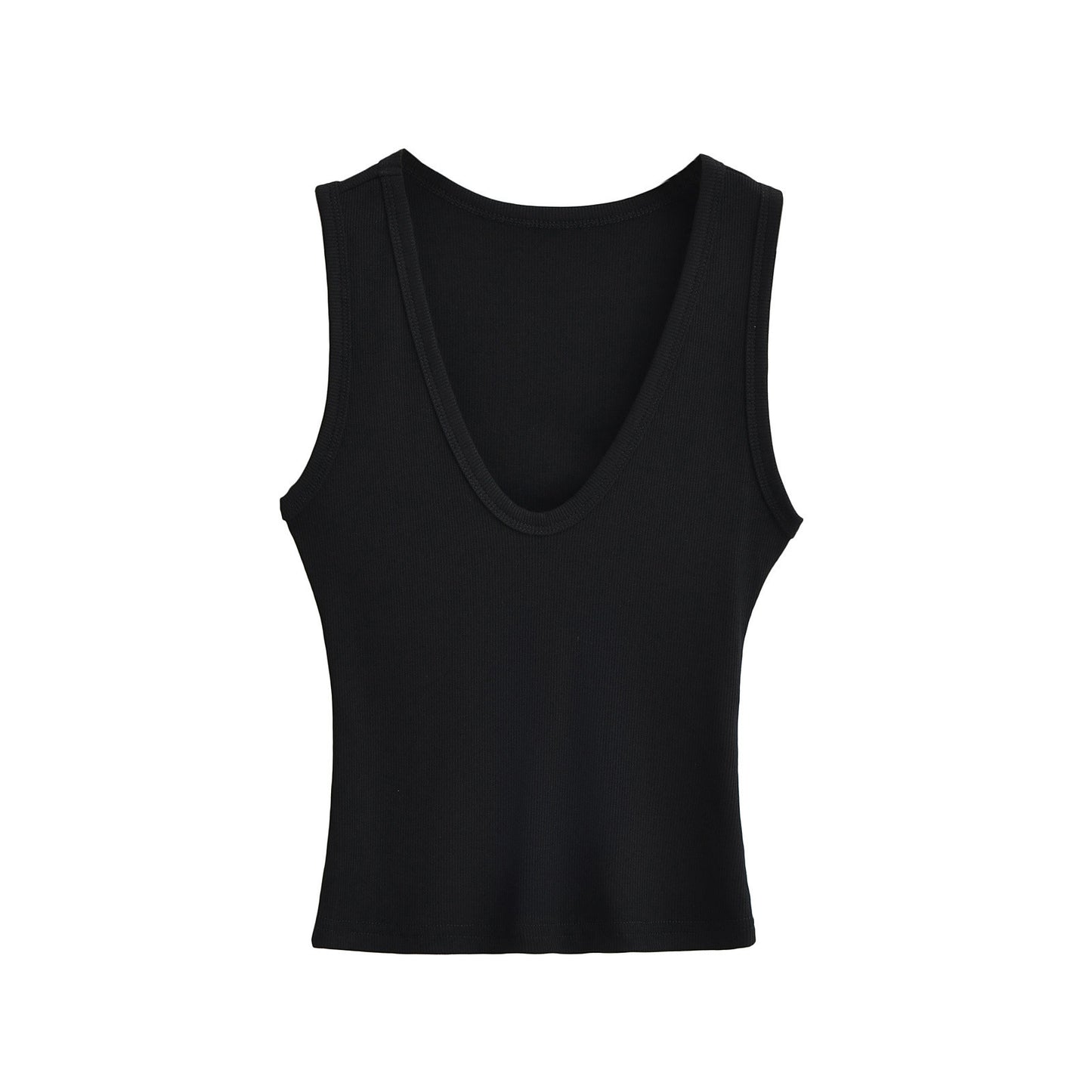 Women's Deep U-Neck Sleeveless Crop Top