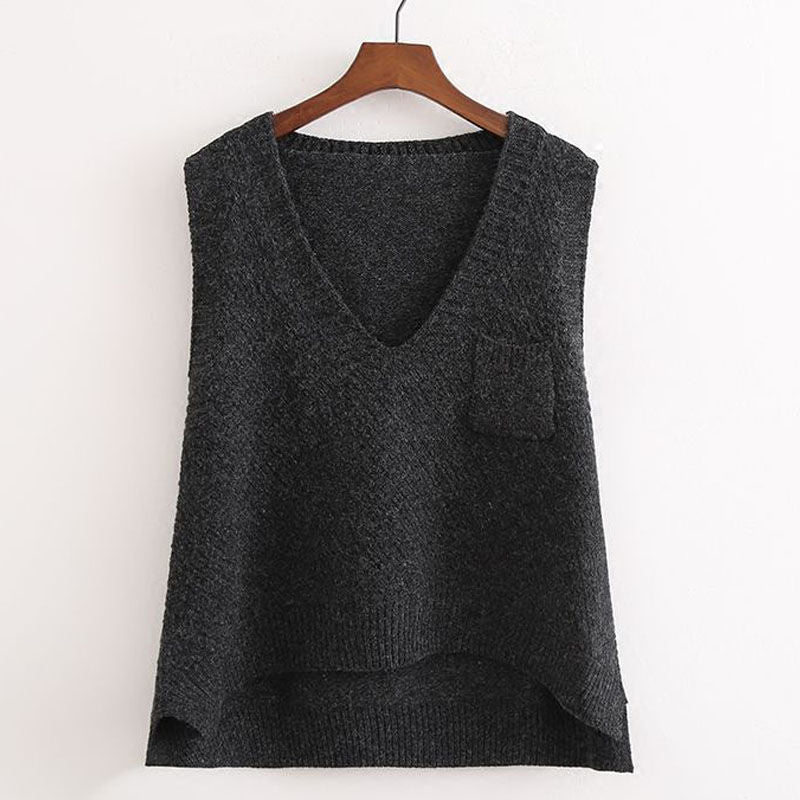 Women's Knitted Vest – Plus Size Sleeveless Sweater Waistcoat for Spring and Autumn Outerwear