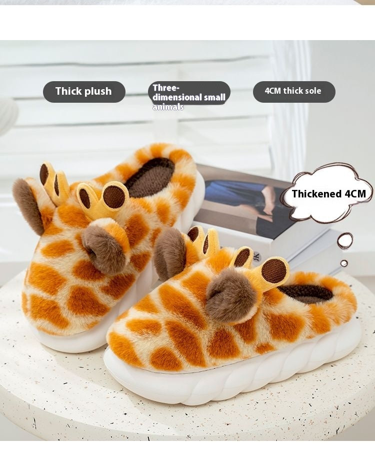 Autumn and Winter Home Velvet Cotton Slippers – Thick Bottom and Anti-Slip Design