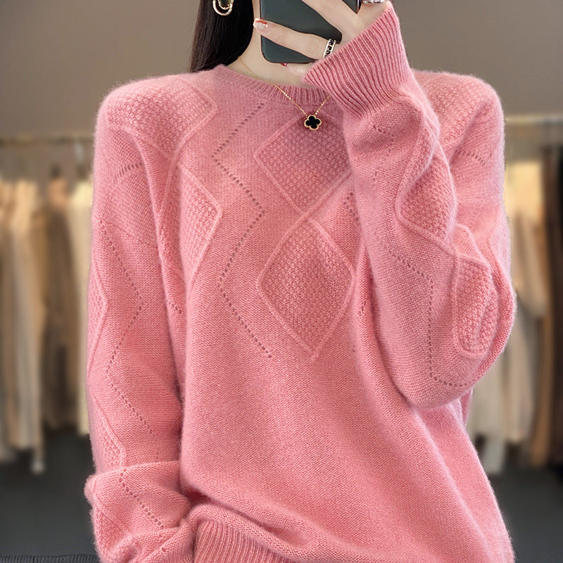 Versatile Western-Style Women's Solid Color Pullover Sweater