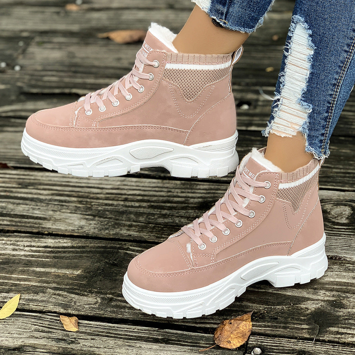 Women's Fleece Lined Warm Rubber Ankle Boots for Winter Comfort