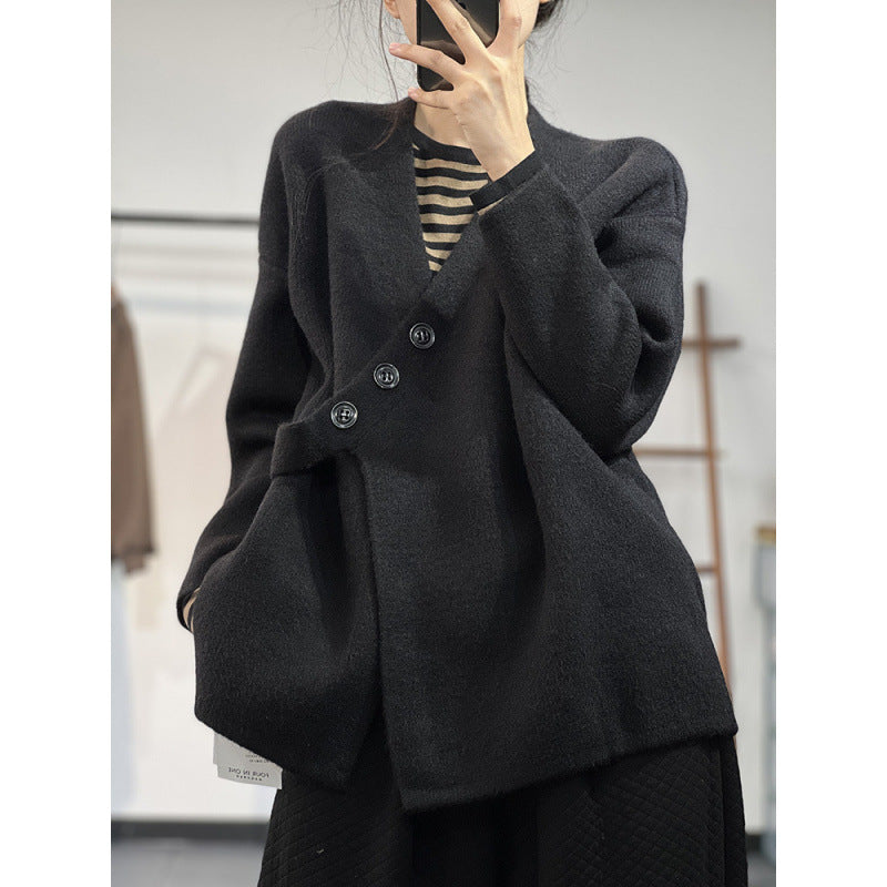 Women's Solid Color Simple Irregular Spliced Loose Jacket