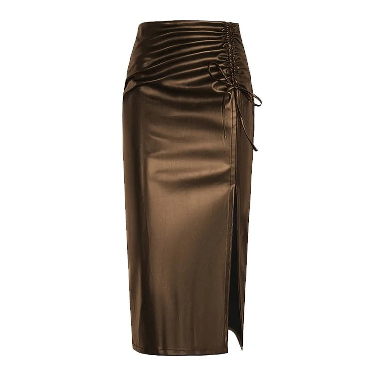 Slim-fit Stylish Unisex Slit Leather Skirt