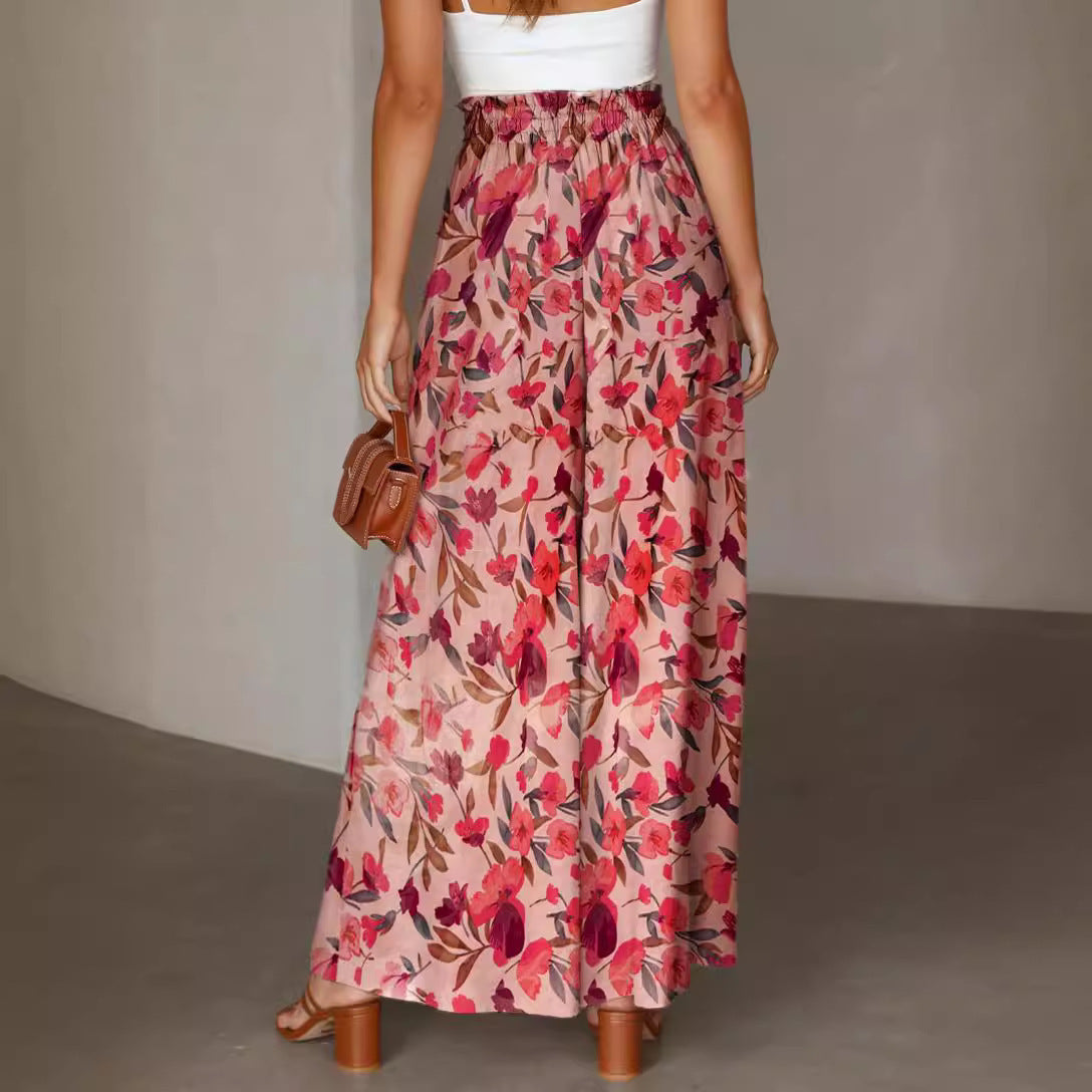 Printed Casual Comfortable Wide-Leg Trousers