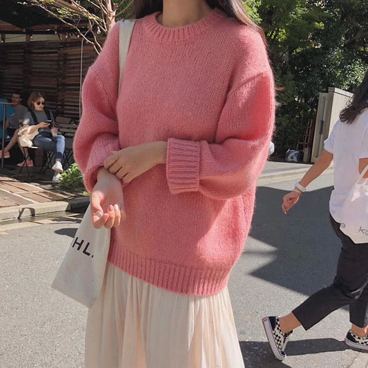 Women's Loose Pullover Sweater Soft Thickened Glutinous Lazy Style