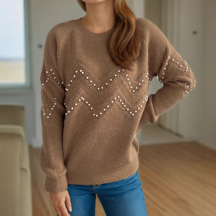 European and American Style Crew Neck Casual Long-Sleeved Sweater