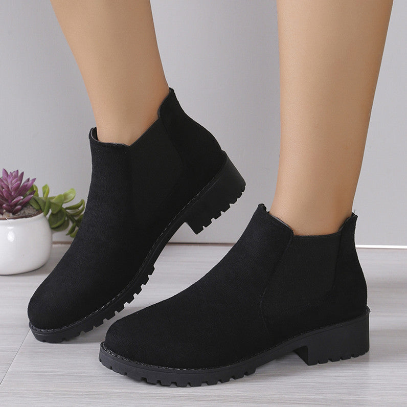 Women's Fashion Chunky Heel Ankle Boots with Unique Style