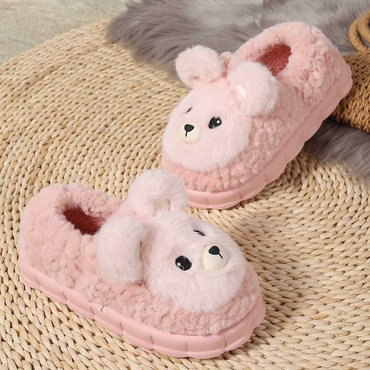 New Warm Indoor Plush Cartoon Cotton Shoes – Suitable for Outdoor Wear