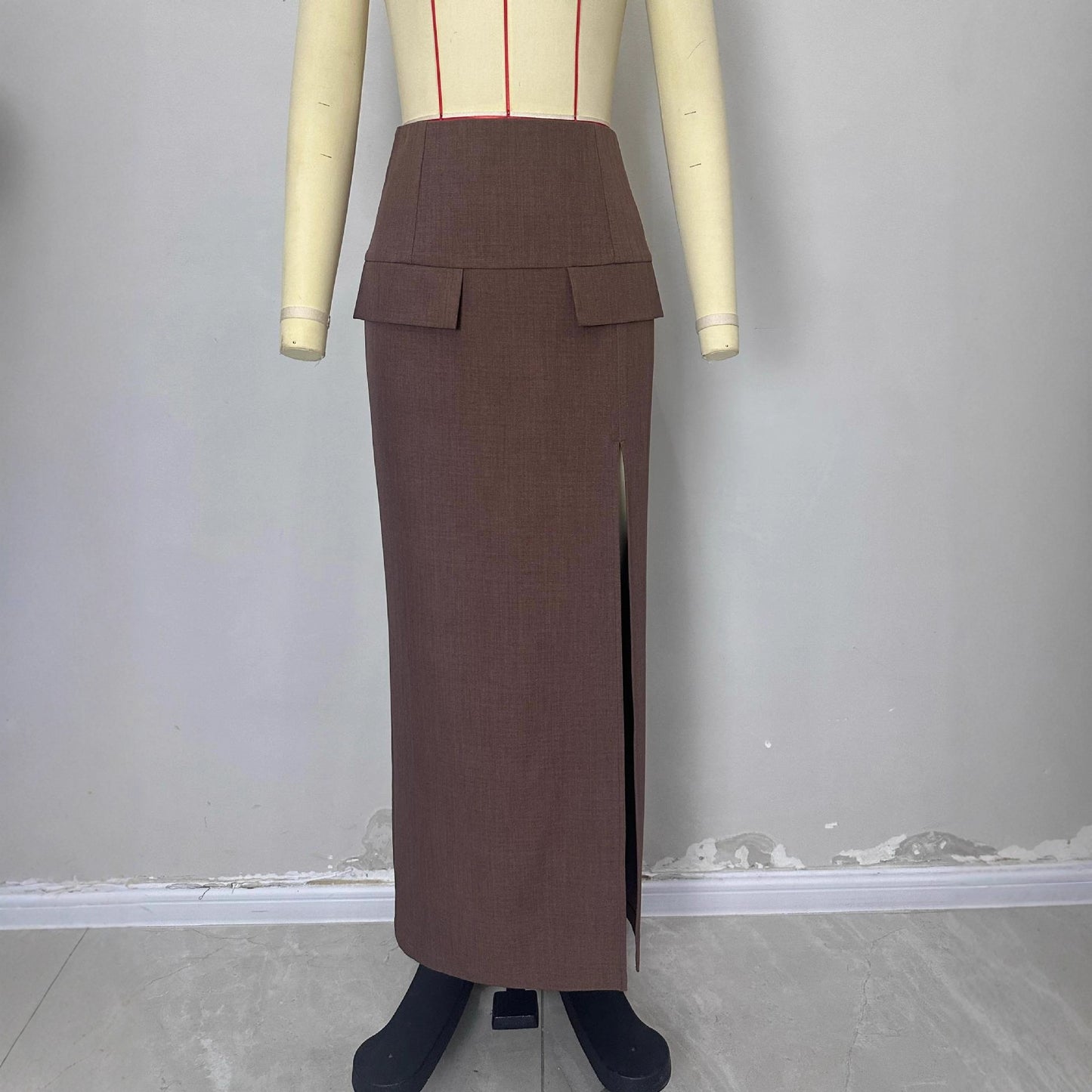 Women's High-waisted Slimming High-slit Long Bodycon Skirt