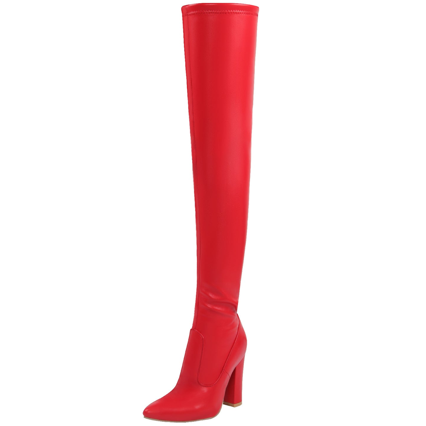 New Winter Solid Color Pointed Toe Over-the-Knee Boots with Thick High Heels