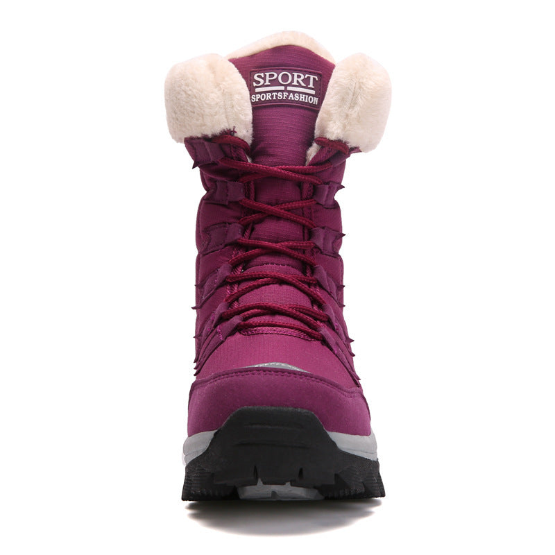 Velvet-Lined Warm Cotton Snow Boots - High Top Padded Winter Shoes