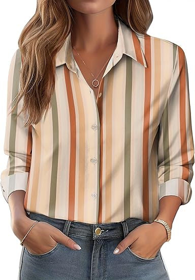 Women's European And American Versatile Printed Casual Lapel Long-sleeve Shirt