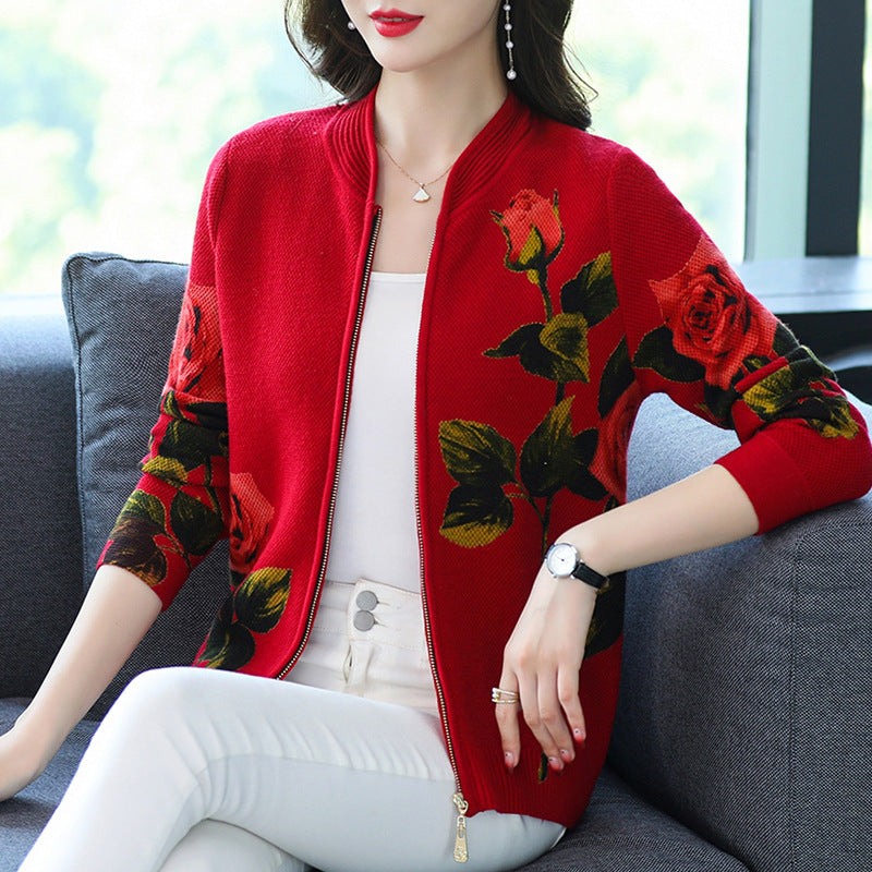 Autumn Short Knitted Sweater for Middle-aged Women