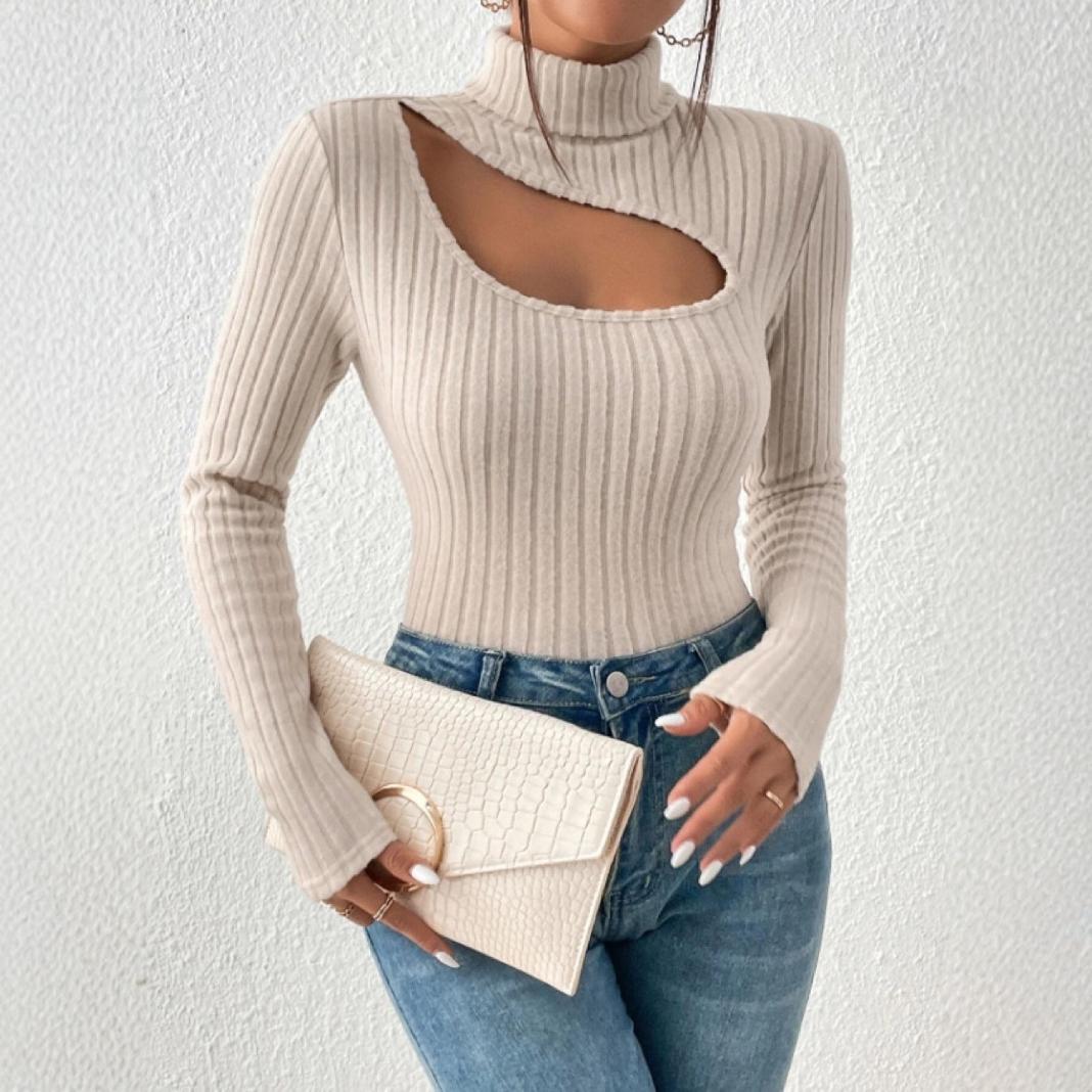 Women's Hollow-Out Turtleneck Layering Shirt