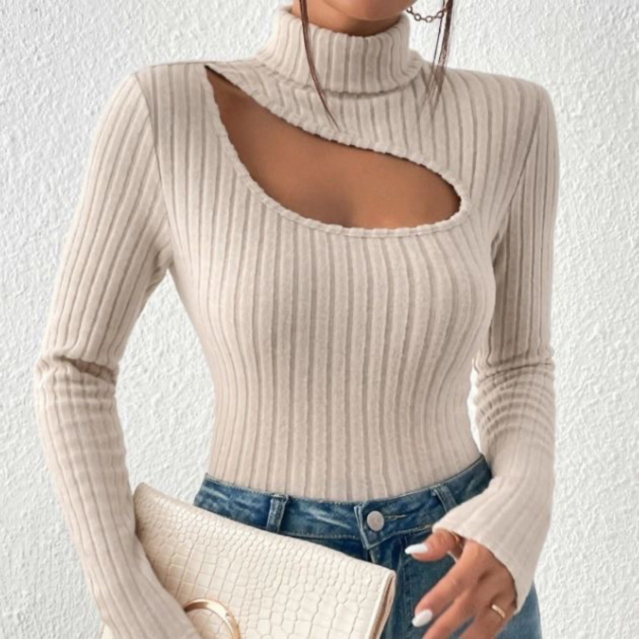 Women's Hollow-Out Turtleneck Layering Shirt