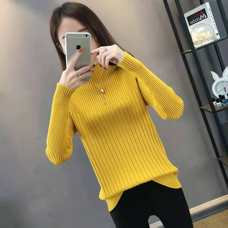 Slimming Half-Turtleneck Knitted Sweater