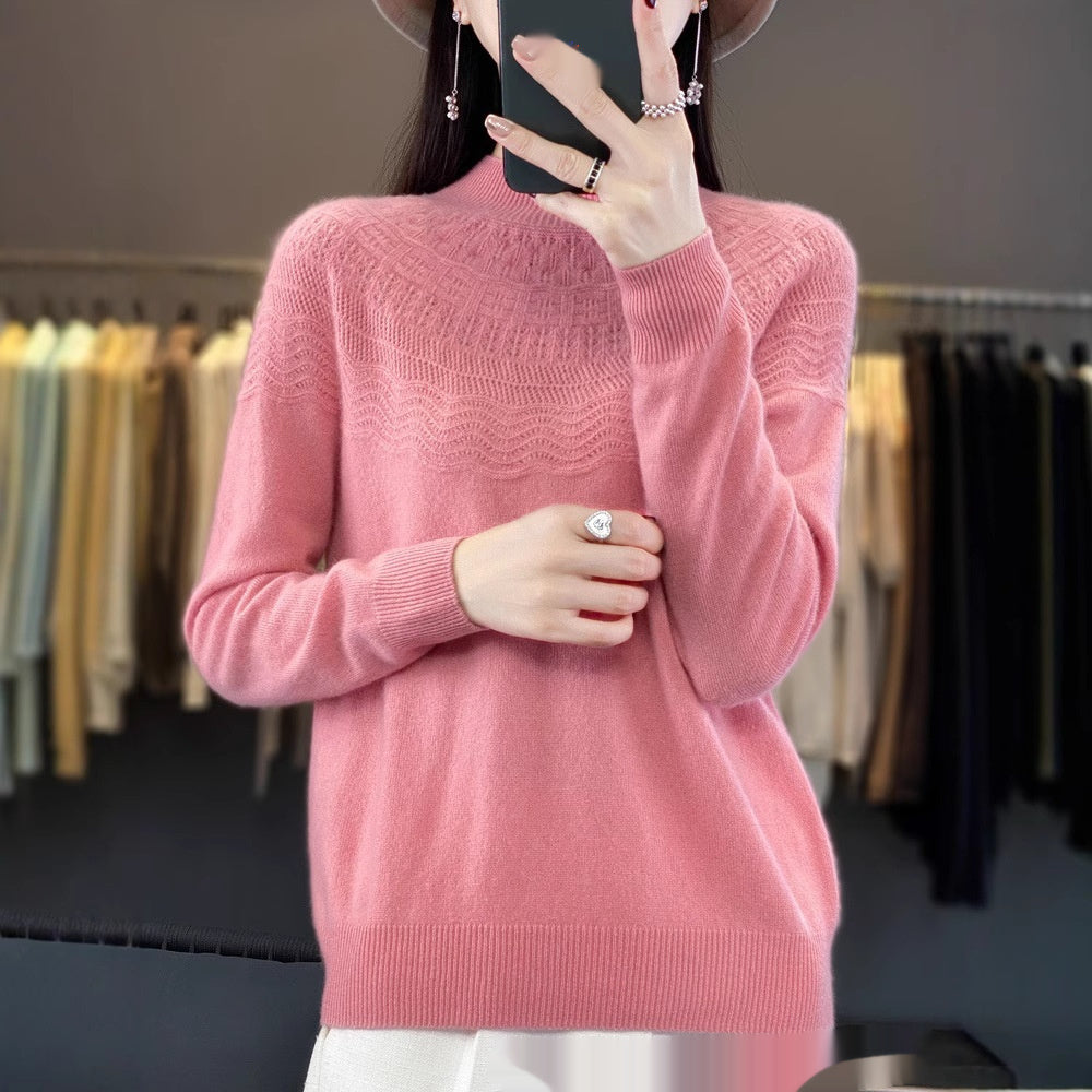 Slimming Half-Turtleneck Wool Knitted Bottoming Shirt