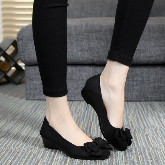 Women's Butterfly Bow Wedge Soft-soled Cloth Shoes