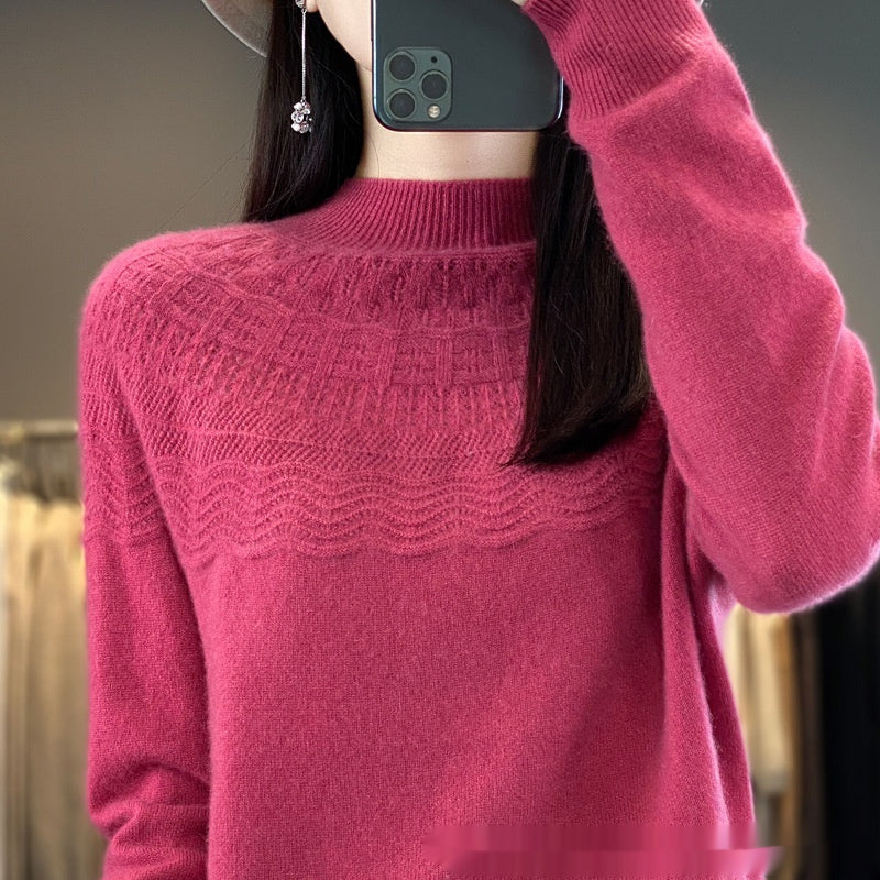 Slimming Half-Turtleneck Wool Knitted Bottoming Shirt