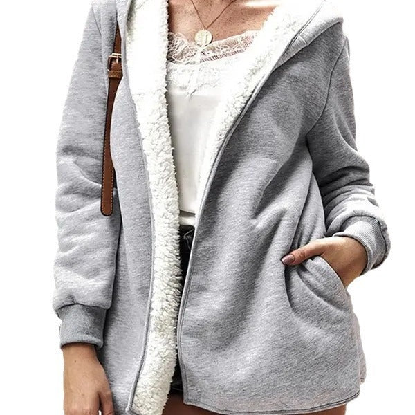 Women's Hooded Fleece Jacket Coat - Warm and Stylish Outerwear