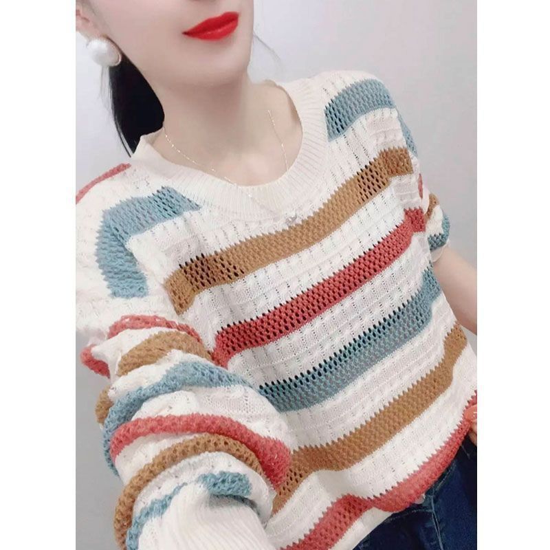 Rainbow Striped Sweater for Women – Spring and Autumn Style