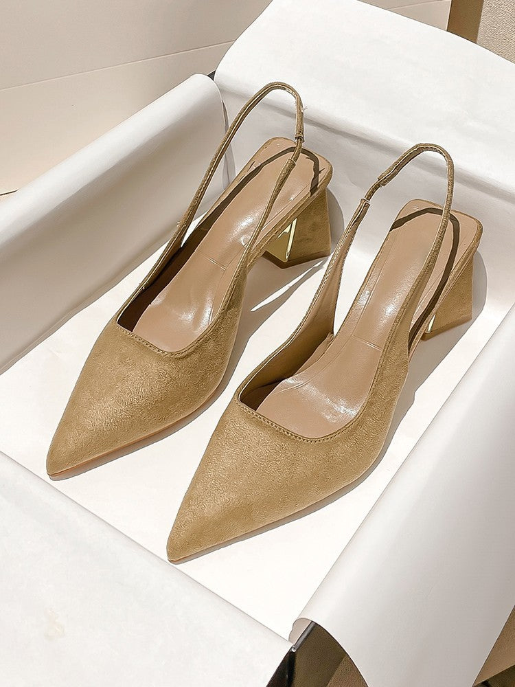 Pointed-Toe Suede Stiletto High Heel Pumps