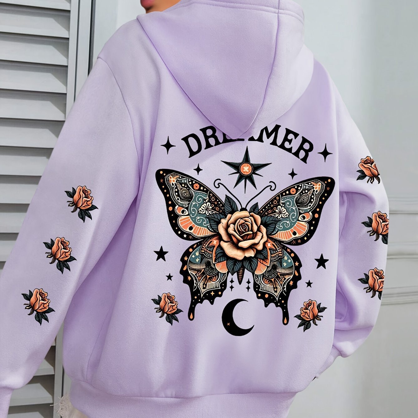 Casual Drawstring Hoodie with Letter Print