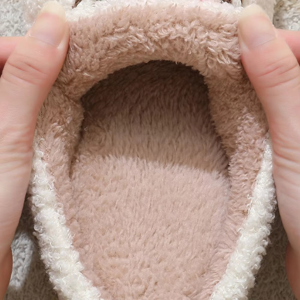 Christmas Reindeer Slippers for Women and Men – Cozy Fleece, Plush Slip-On, Non-Slip Wool-Lined