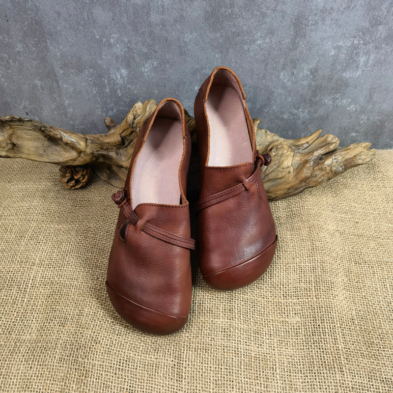 Handmade Retro Single Shoes with Round Toe and Soft Bottom