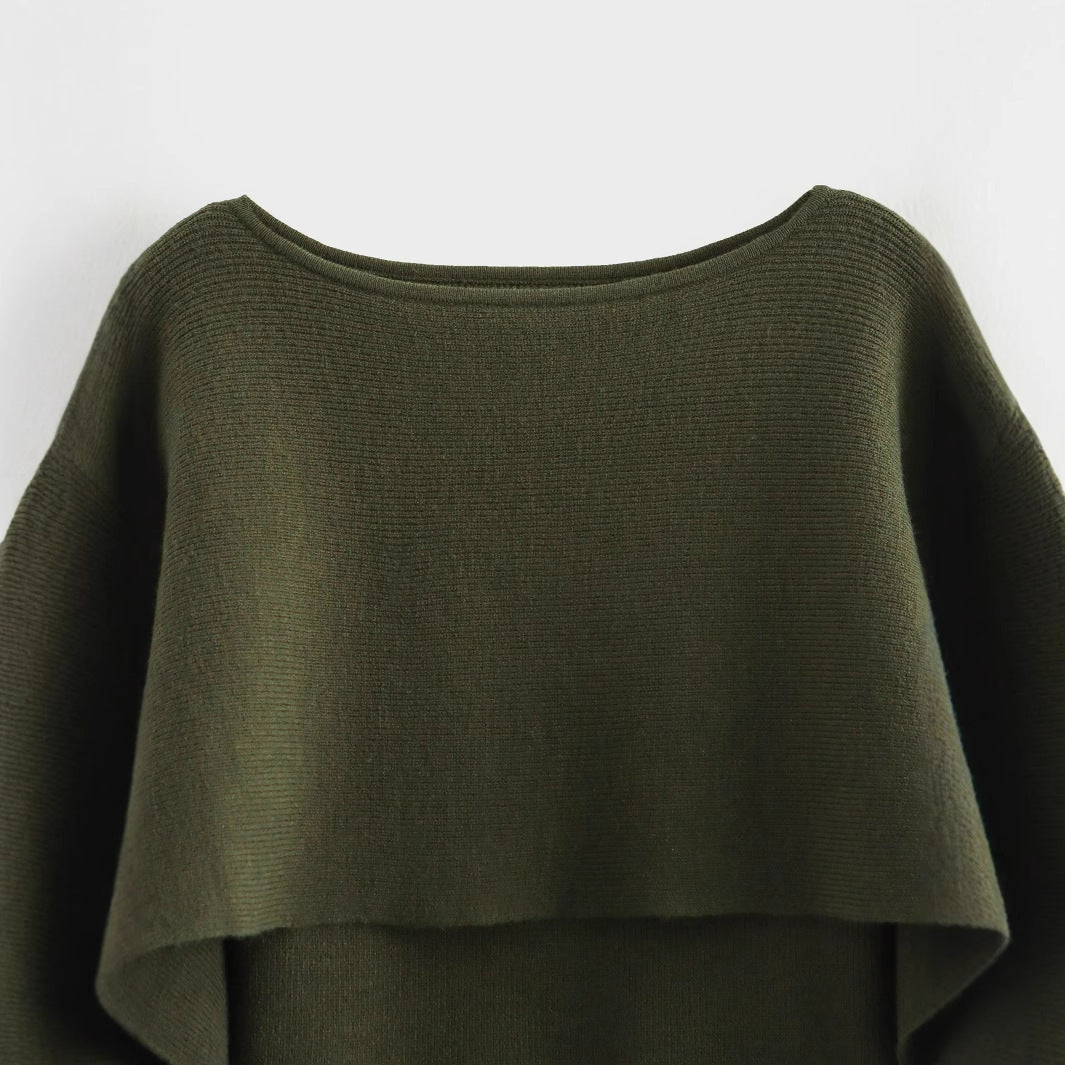 Women's Pullover Cape Knit Sweater Top