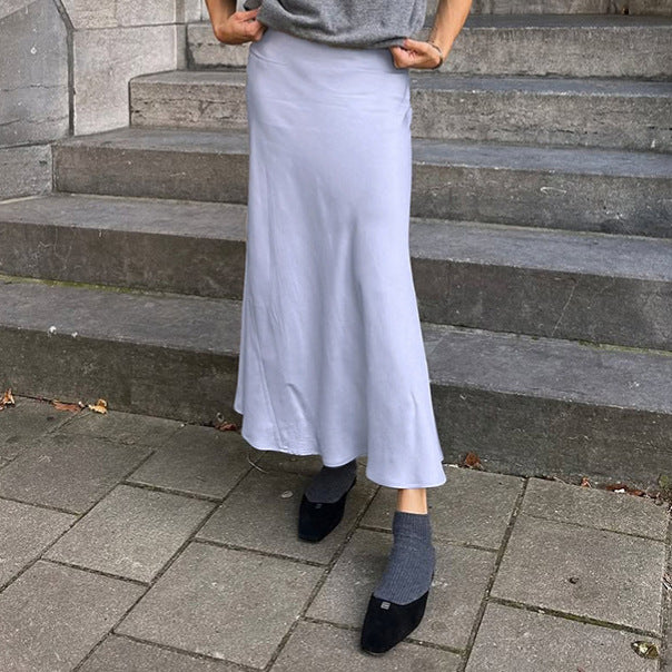 Women's Simple Slim Fit Long High Waist Skirt