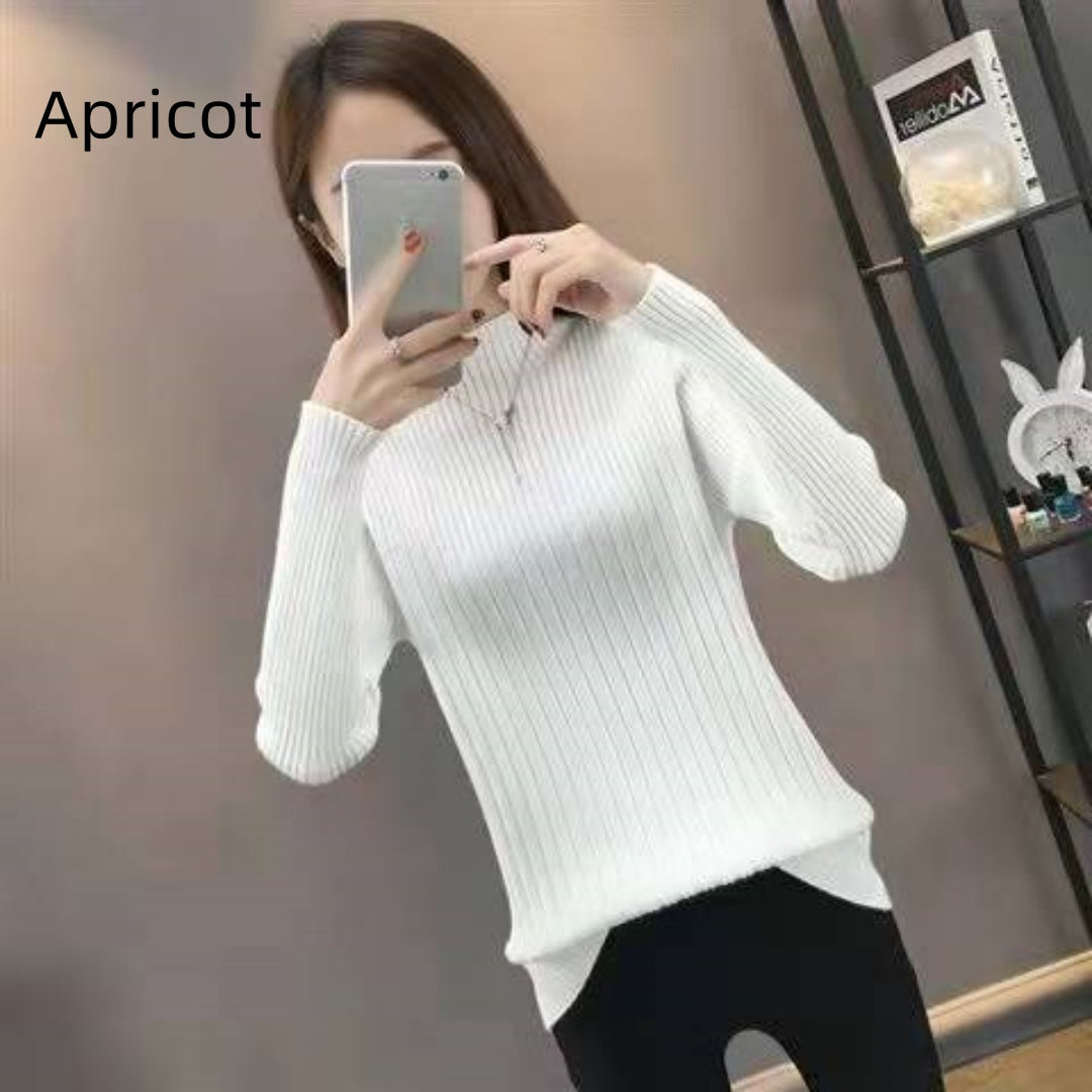 Slimming Half-Turtleneck Knitted Sweater