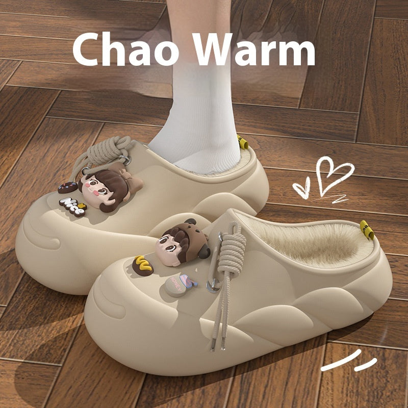 Winter Soft Bottom Cartoon Waterproof Cotton Slippers