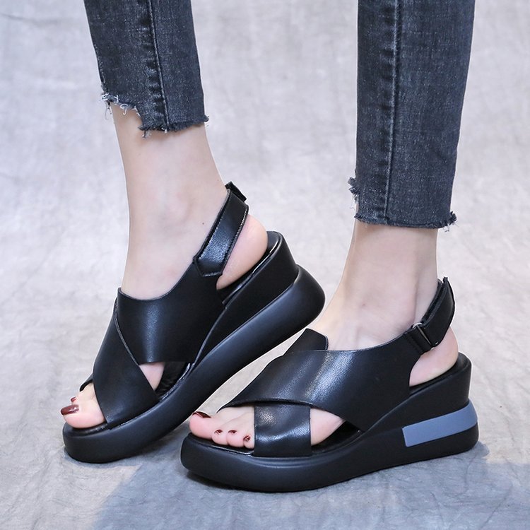 Women's Casual Peep-Toe Wedge Sandals with Platform