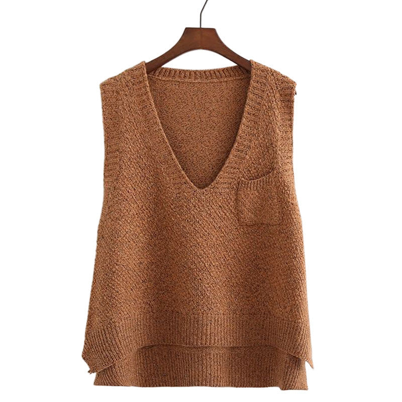 Women's Knitted Vest – Plus Size Sleeveless Sweater Waistcoat for Spring and Autumn Outerwear