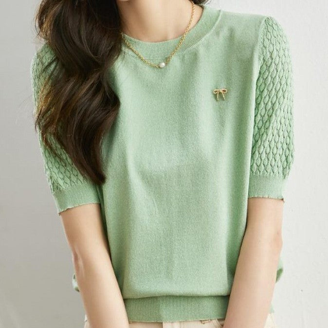 Women's Loose-Fit Thin Short Sleeve Sweater