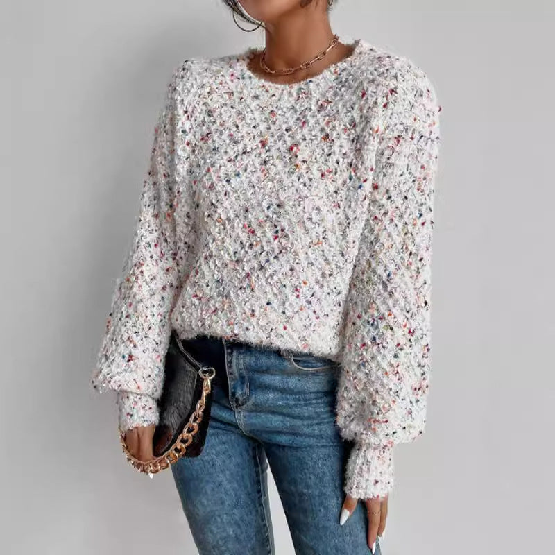 Autumn & Winter Round Neck Long Sleeve Knitted Pullover Top